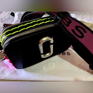 Marc Jacobs Whipstitched Snapshot Camera Bag Black Neon